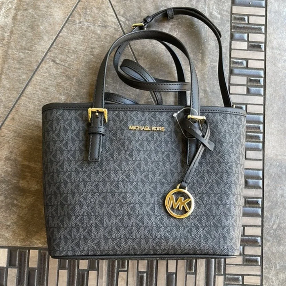 Michael Kors Jet Set Travel XS Carryall Tote Top Zip Tote Black - Picture 10 of 16